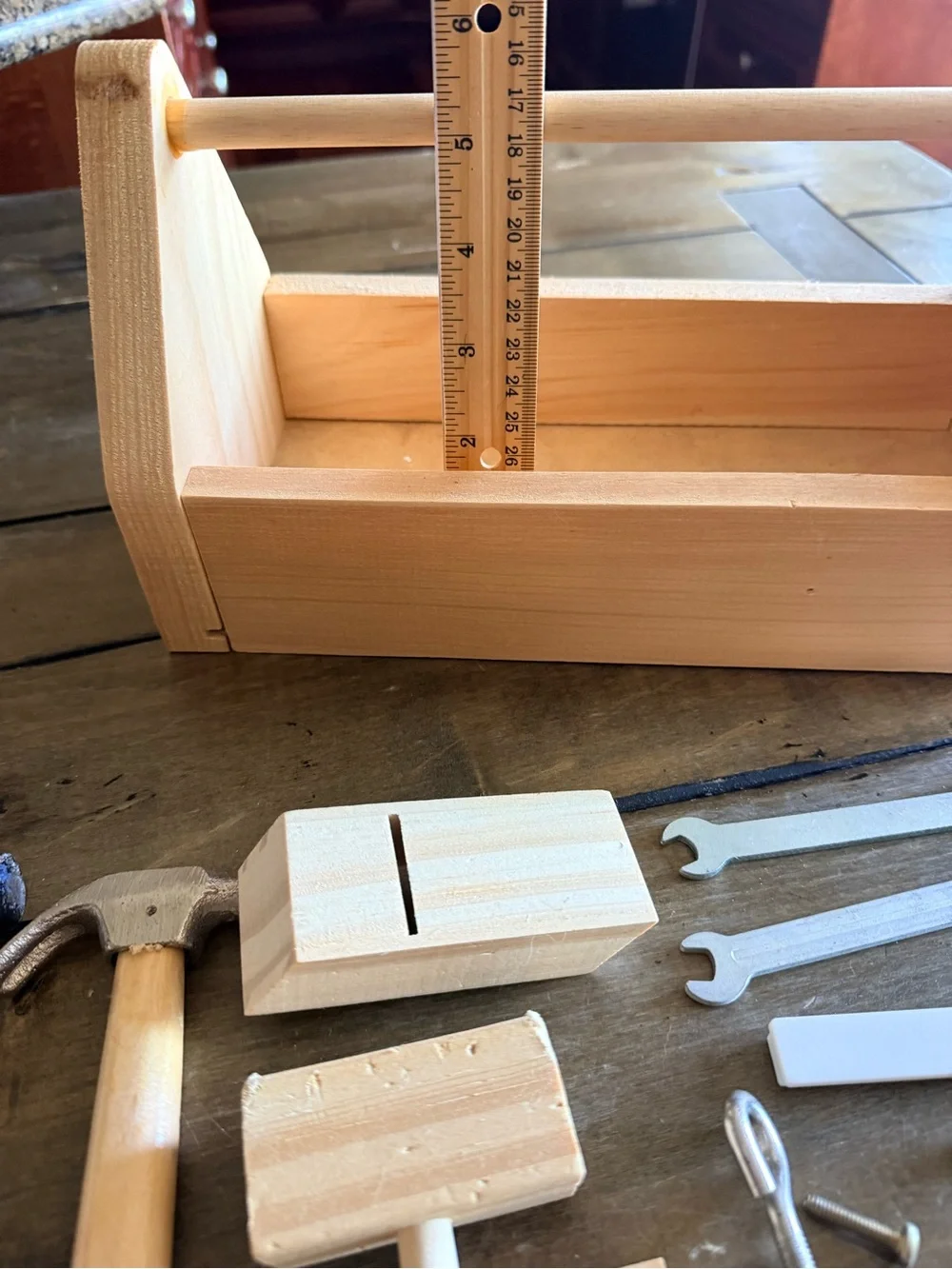 Vintage Child Wooden Wood Carpentry Tool Set